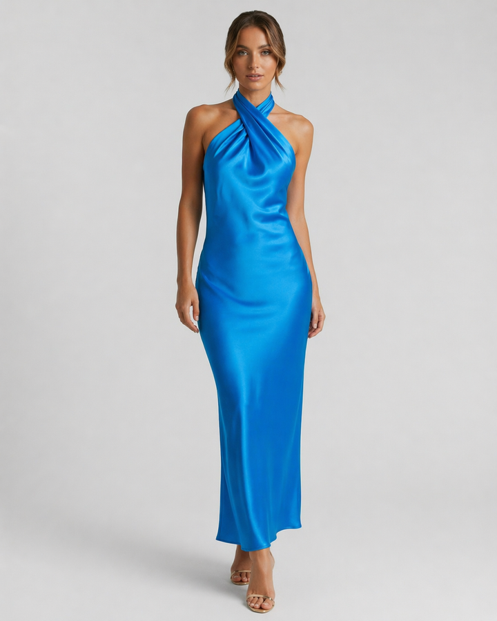 ISOTTA™|VESTITO LUNGO SATIN HALTER