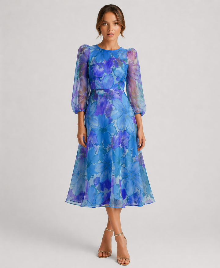 BIANCA™|VESTITO MIDI FLOREALE ELEGANTE