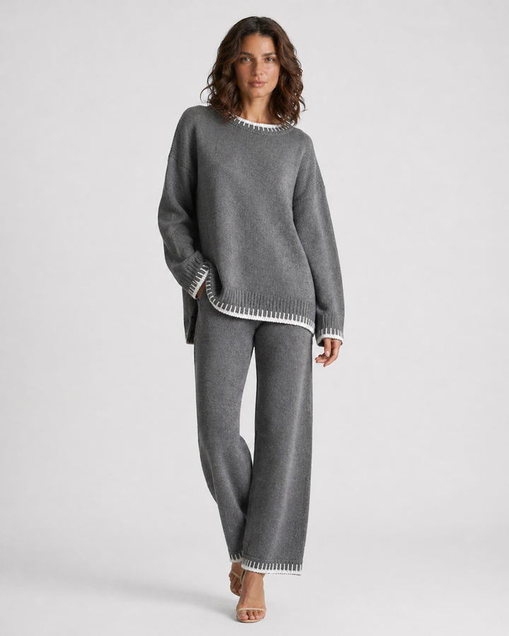 LUCIA™|SET LOUNGE IN MAGLIA CON MAGLIONE E PANTALONI MORBIDI