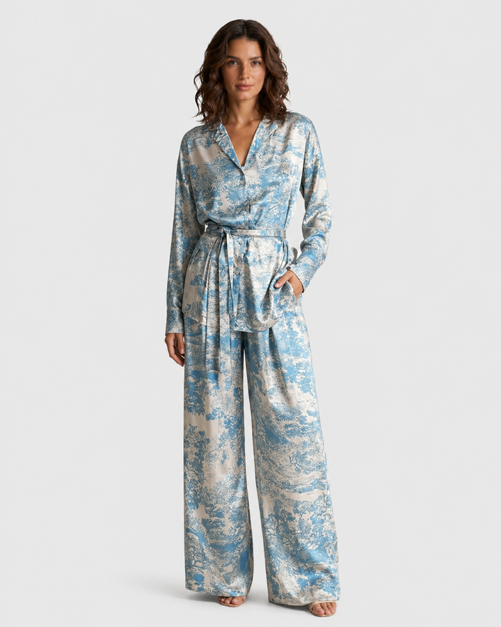 ELISA™|SET ELEGANTE STAMPATO CON CAMICIA E PANTALONI AMPI