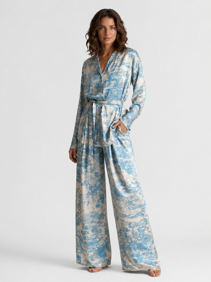 ELISA™|SET ELEGANTE STAMPATO CON CAMICIA E PANTALONI AMPI