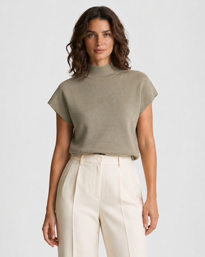 GIULIA™|TOP ELEGANTE A COLLO ALTO SENZA MANICHE
