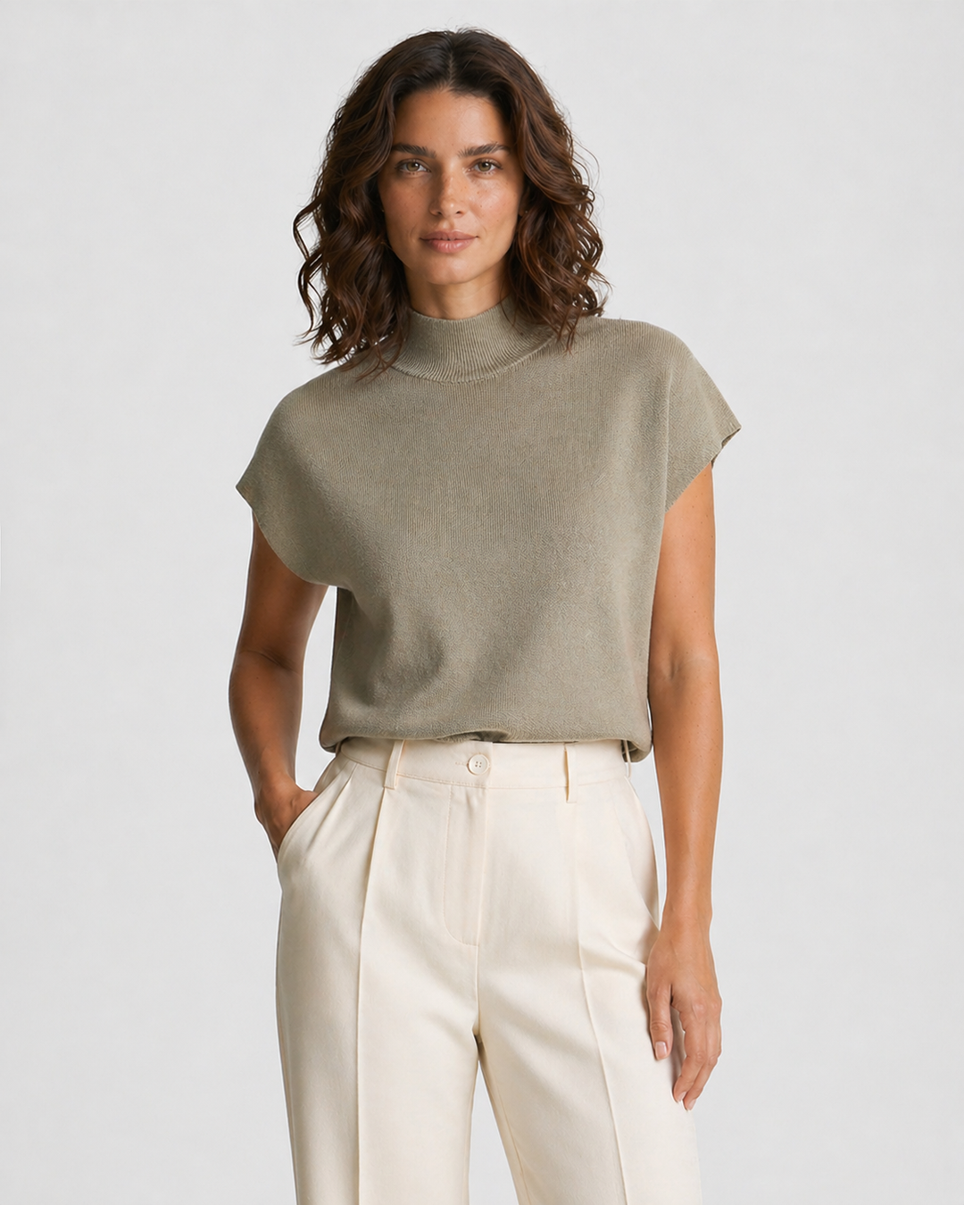 GIULIA™|TOP ELEGANTE A COLLO ALTO SENZA MANICHE