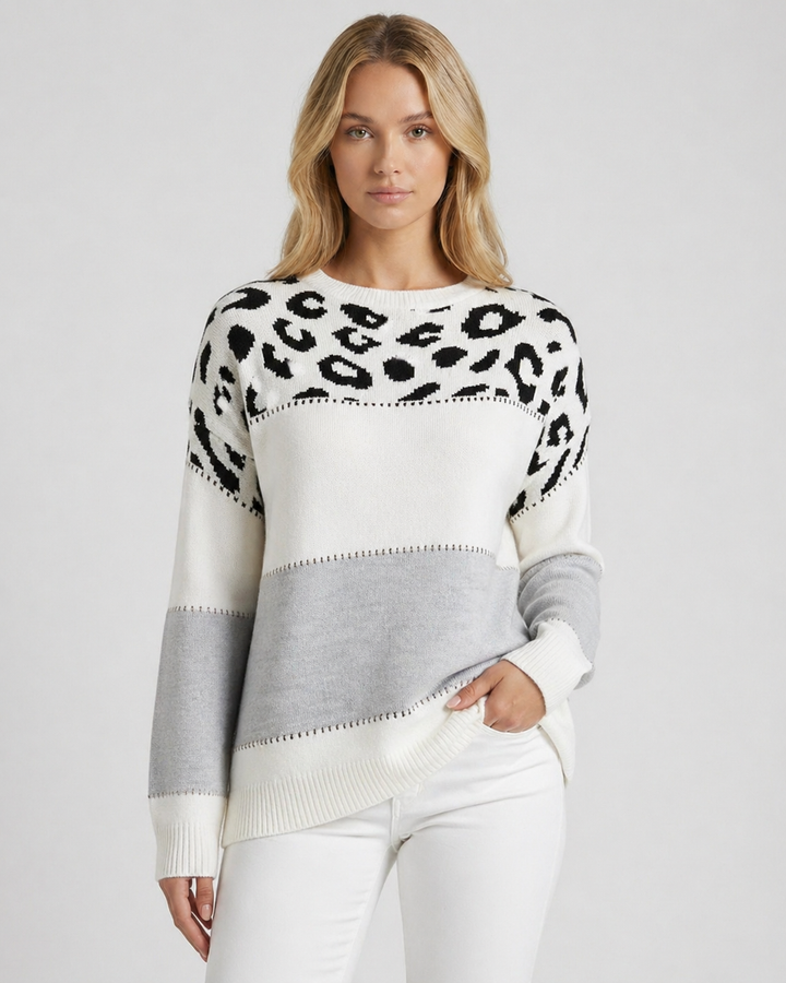 CHEYENNE™|MAGLIONE CASUAL CON DESIGN LEOPARDO