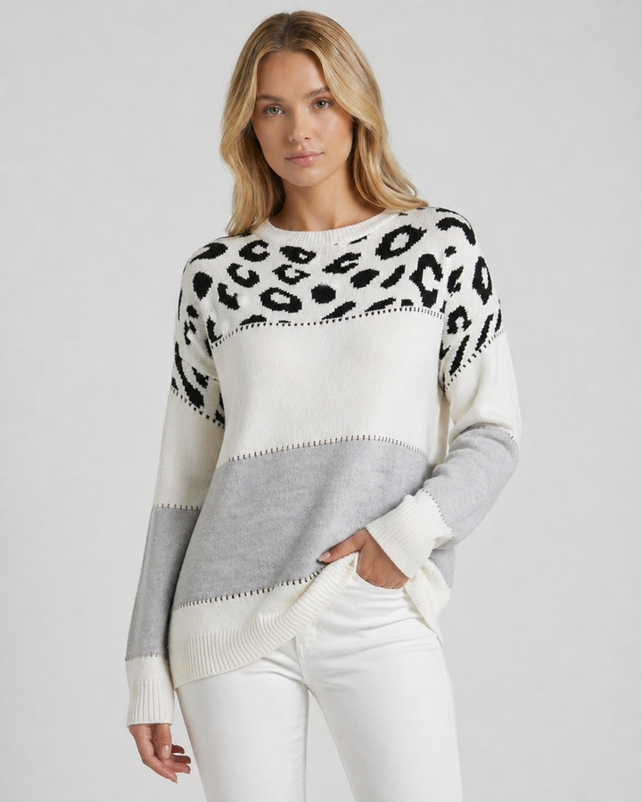 CHEYENNE™|MAGLIONE CASUAL CON DESIGN LEOPARDO