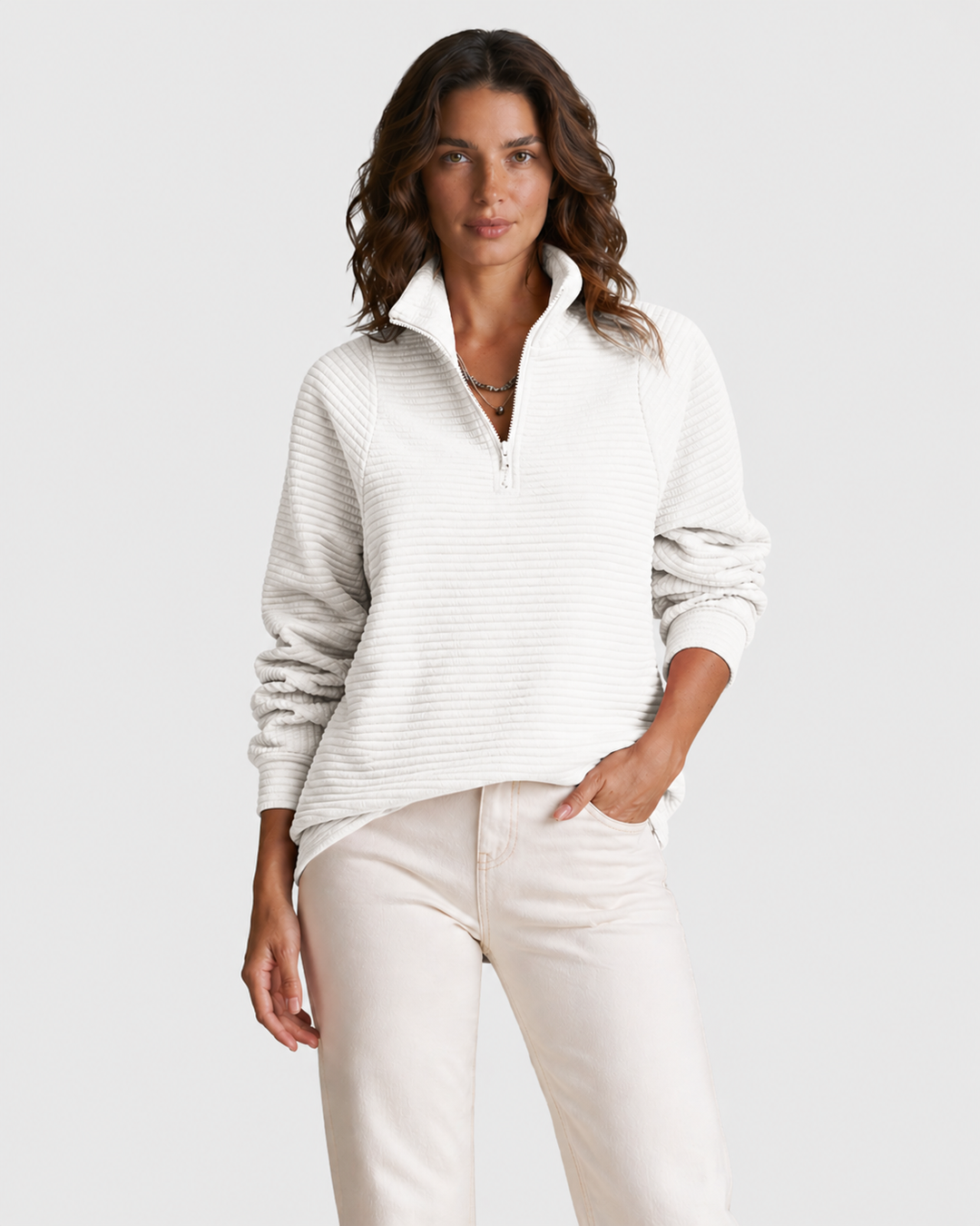 OLIVIA™|PULLOVER CON MEZZA ZIP