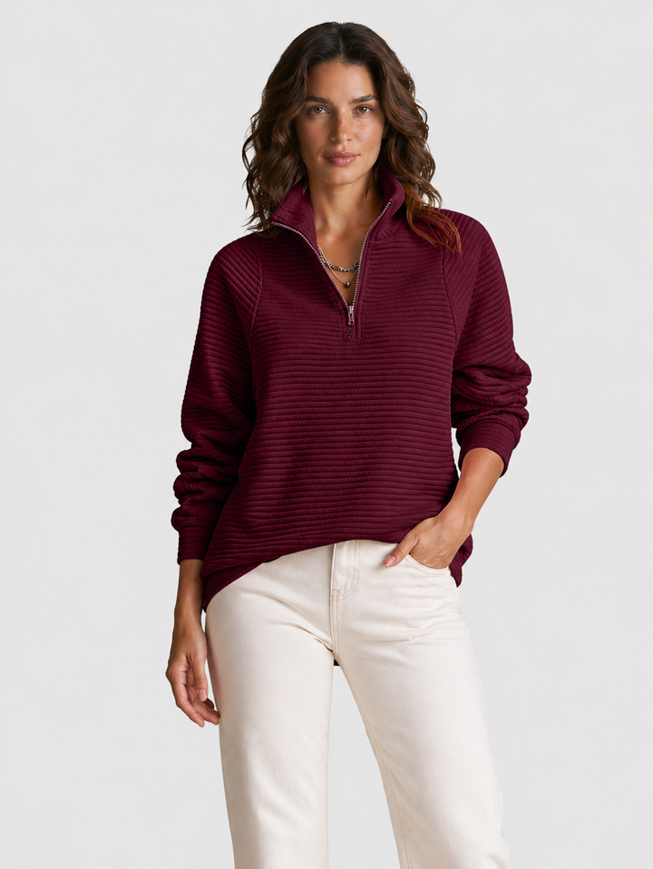 OLIVIA™|PULLOVER CON MEZZA ZIP