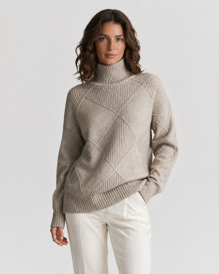 ALICE™|MAGLIA COLLO ALTO CON TRAMA GEOMETRICA