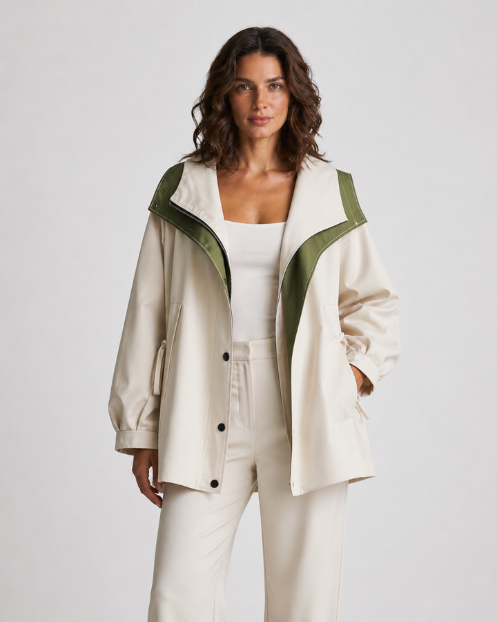FIORE™|GIACCA IMPERMEABILE BICOLORE ELEGANTE