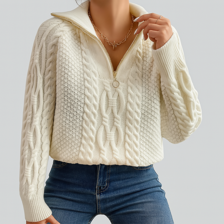 HARLOW™|MAGLIONE A TRECCIA CON COLLO ZIP