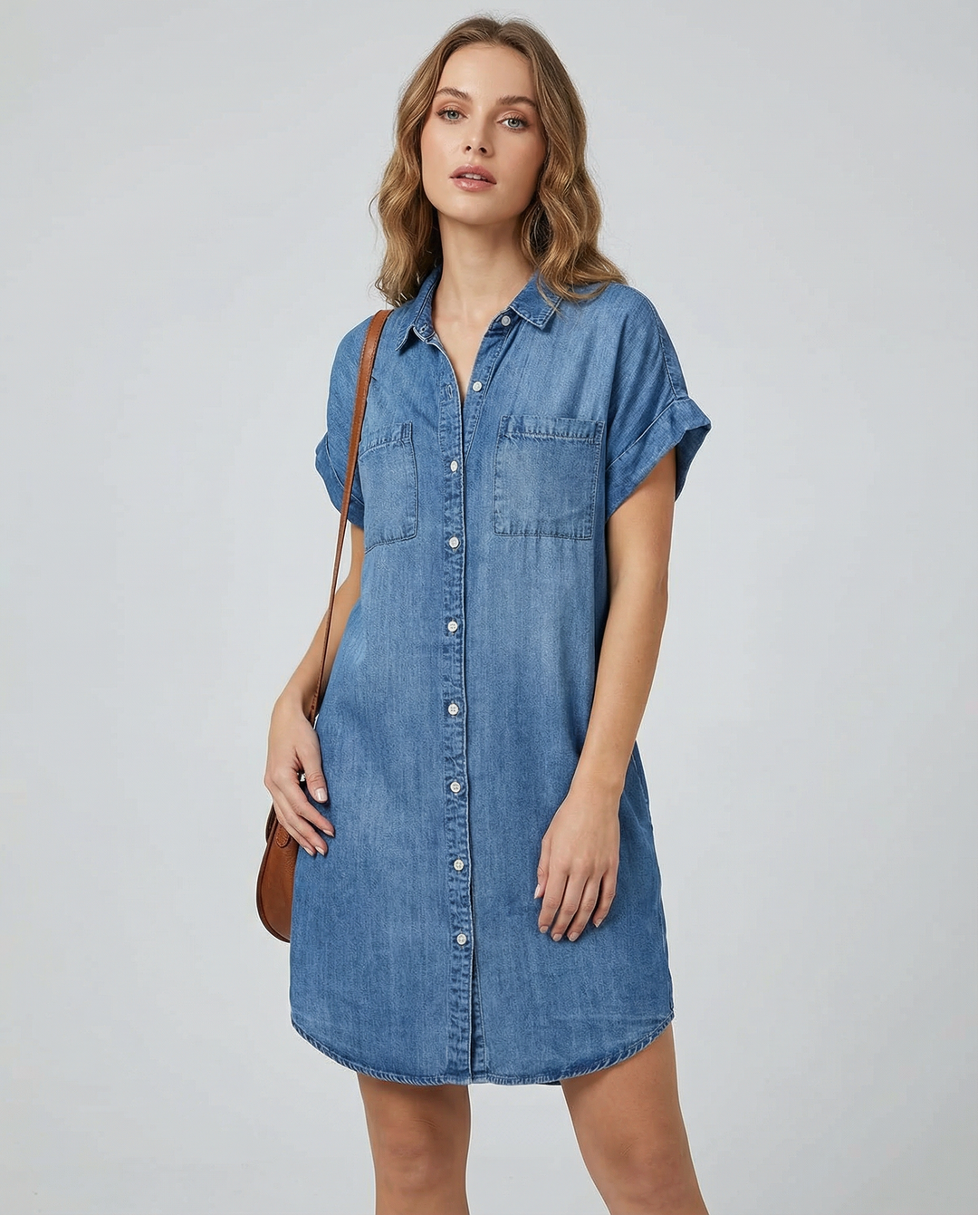 ALESSIA™|VESTITO CHEMISIER IN DENIM MORBIDO