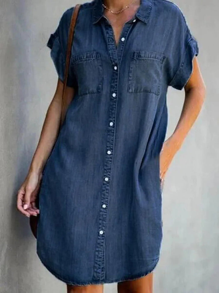 ALESSIA™|VESTITO CHEMISIER IN DENIM MORBIDO