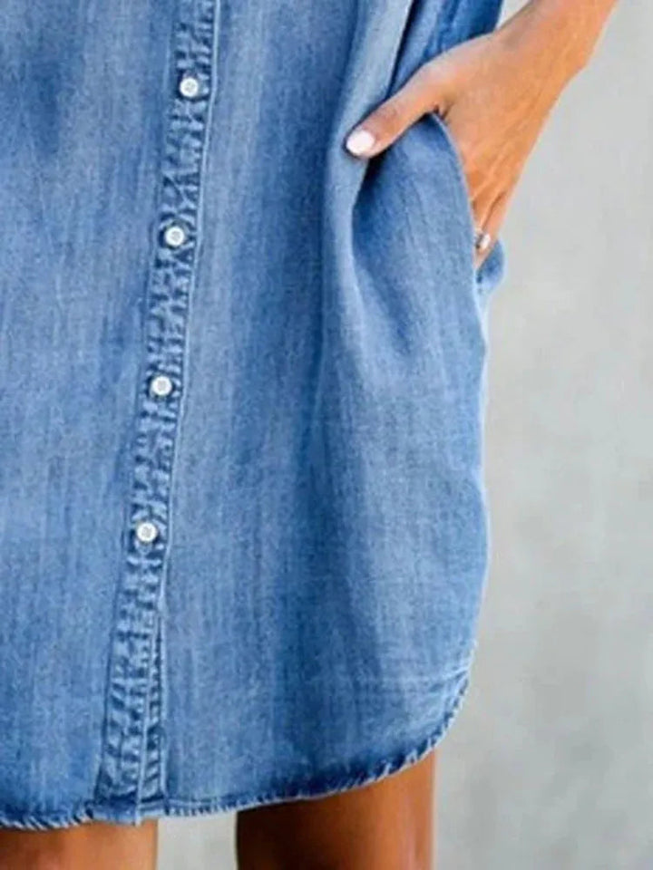 ALESSIA™|VESTITO CHEMISIER IN DENIM MORBIDO