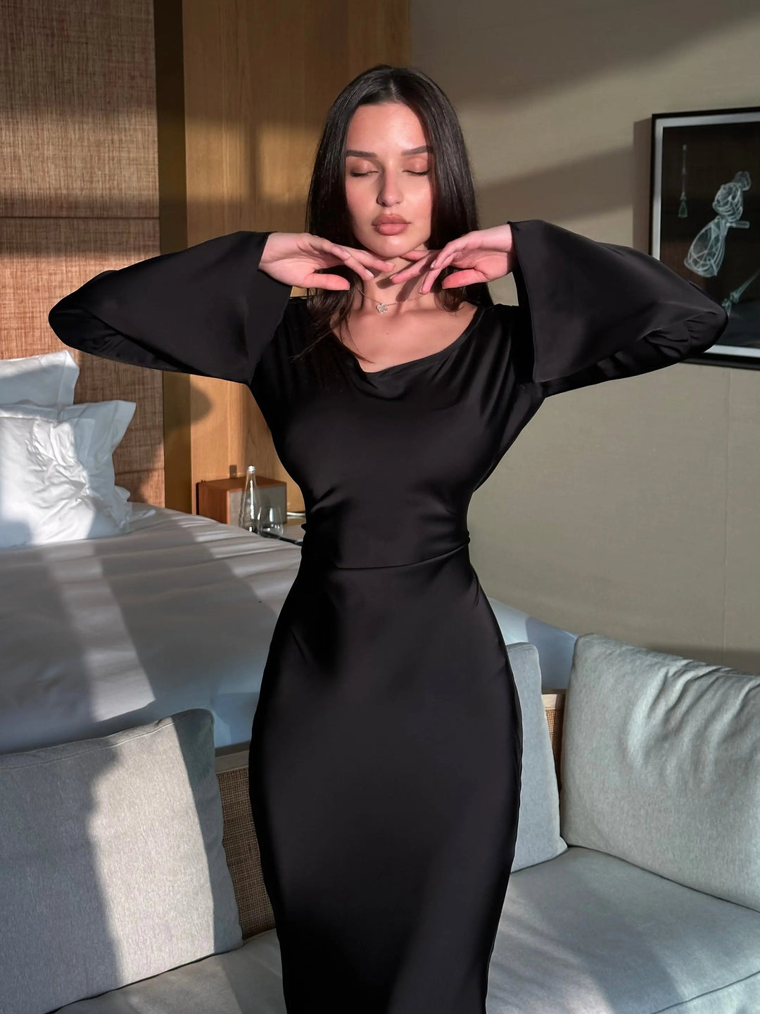 Elegant Wedding Guest Long Sleeve Maxi Dress