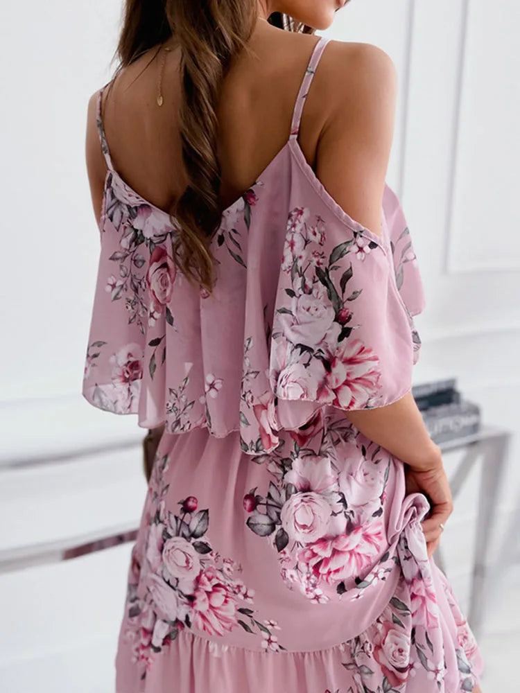 ELENA™|VESTITO MINI FLOREALE CON SPALLE SCOPERTE