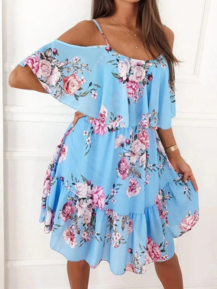 ELENA™|VESTITO MINI FLOREALE CON SPALLE SCOPERTE