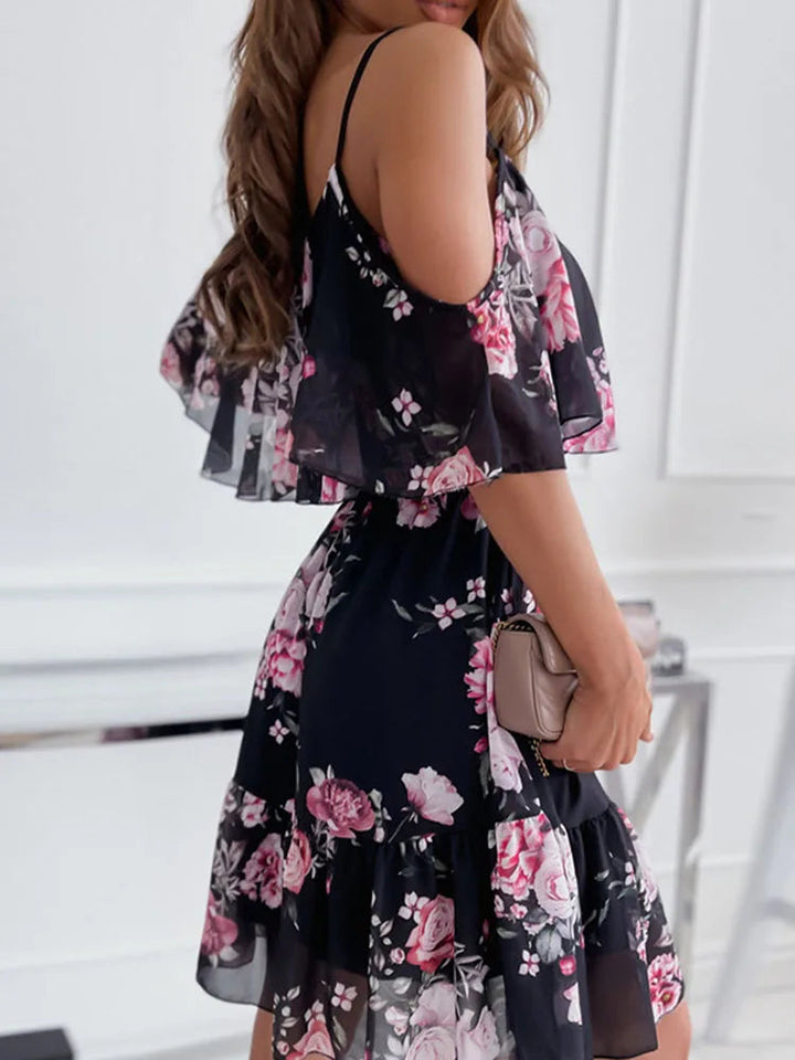 ELENA™|VESTITO MINI FLOREALE CON SPALLE SCOPERTE