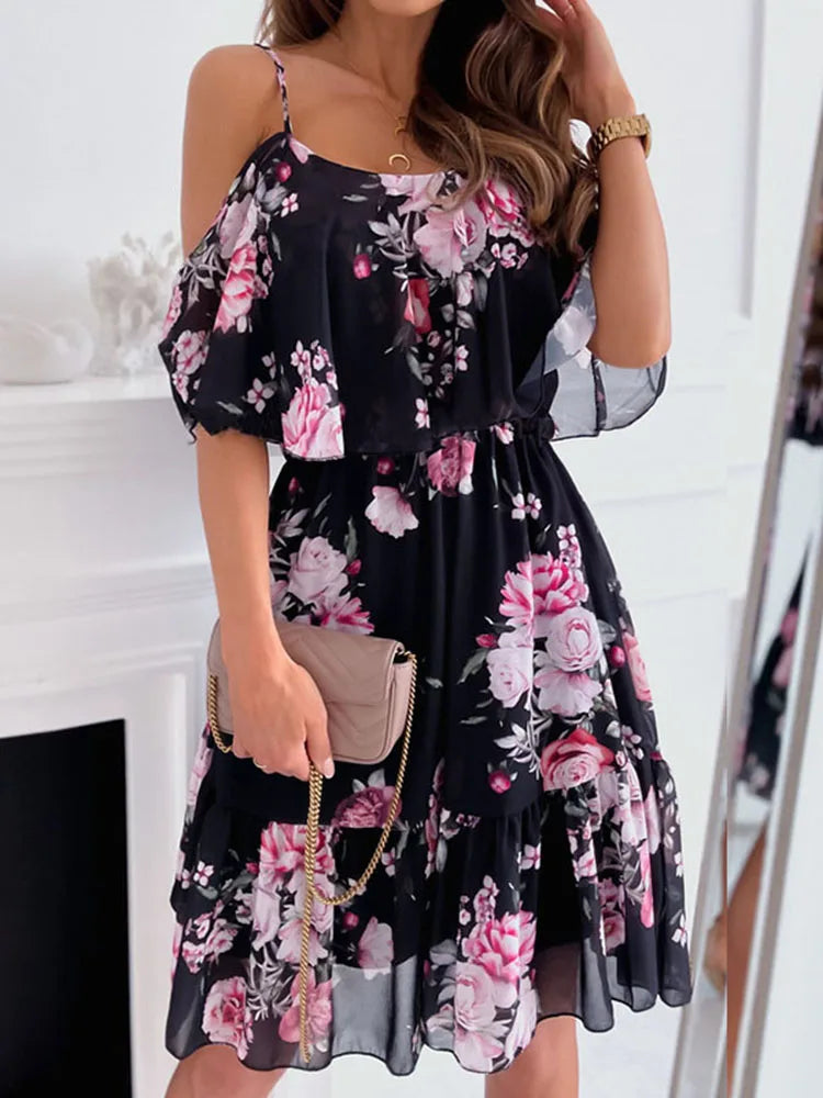 ELENA™|VESTITO MINI FLOREALE CON SPALLE SCOPERTE