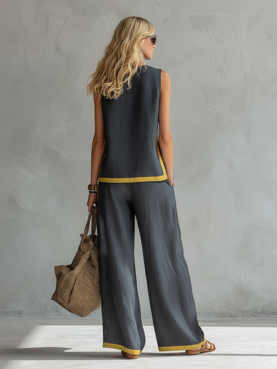 LEILA™|SET TOP E PANTALONI AMPI