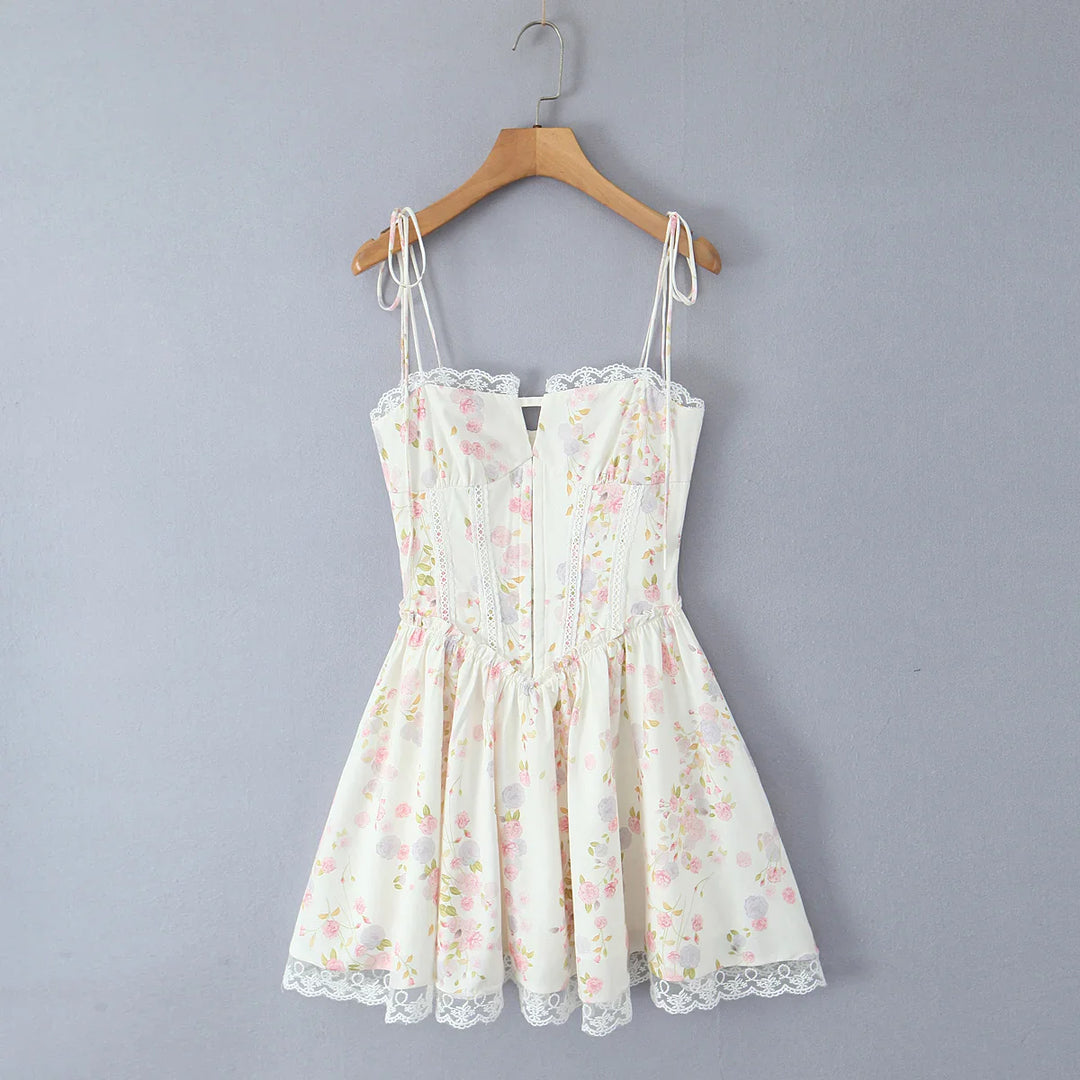 GINEVRA™|VESTITO MINI FLOREALE CON CORSETTO STRUTTURATO