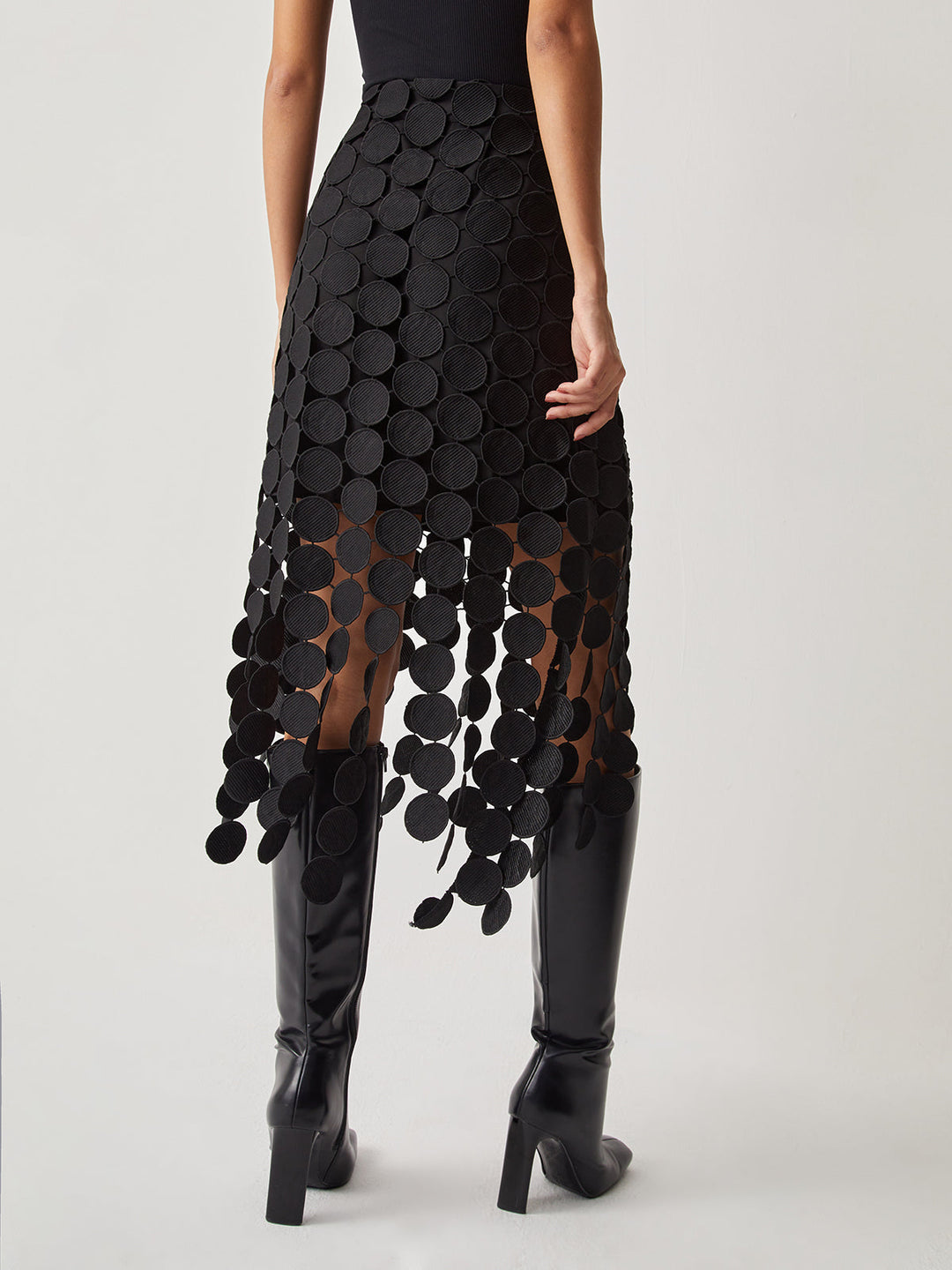 VITTORIA™|GONNA MIDI CON DETTAGLI CIRCOLARI TRAFORATI