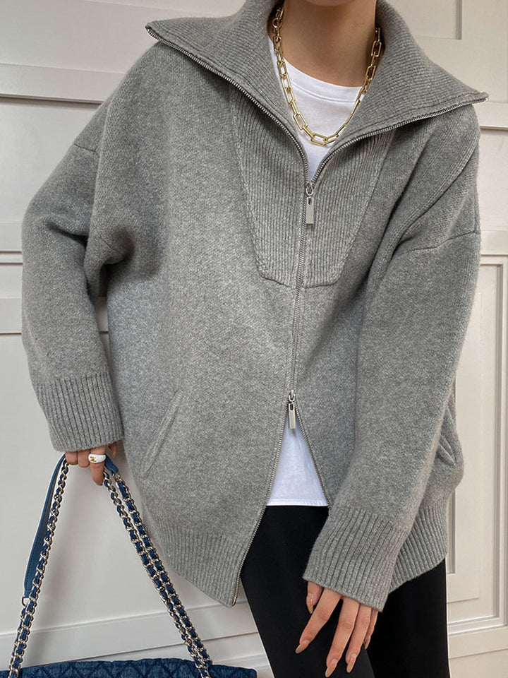 LUNA™|CARDIGAN ZIP COLLO ALTO