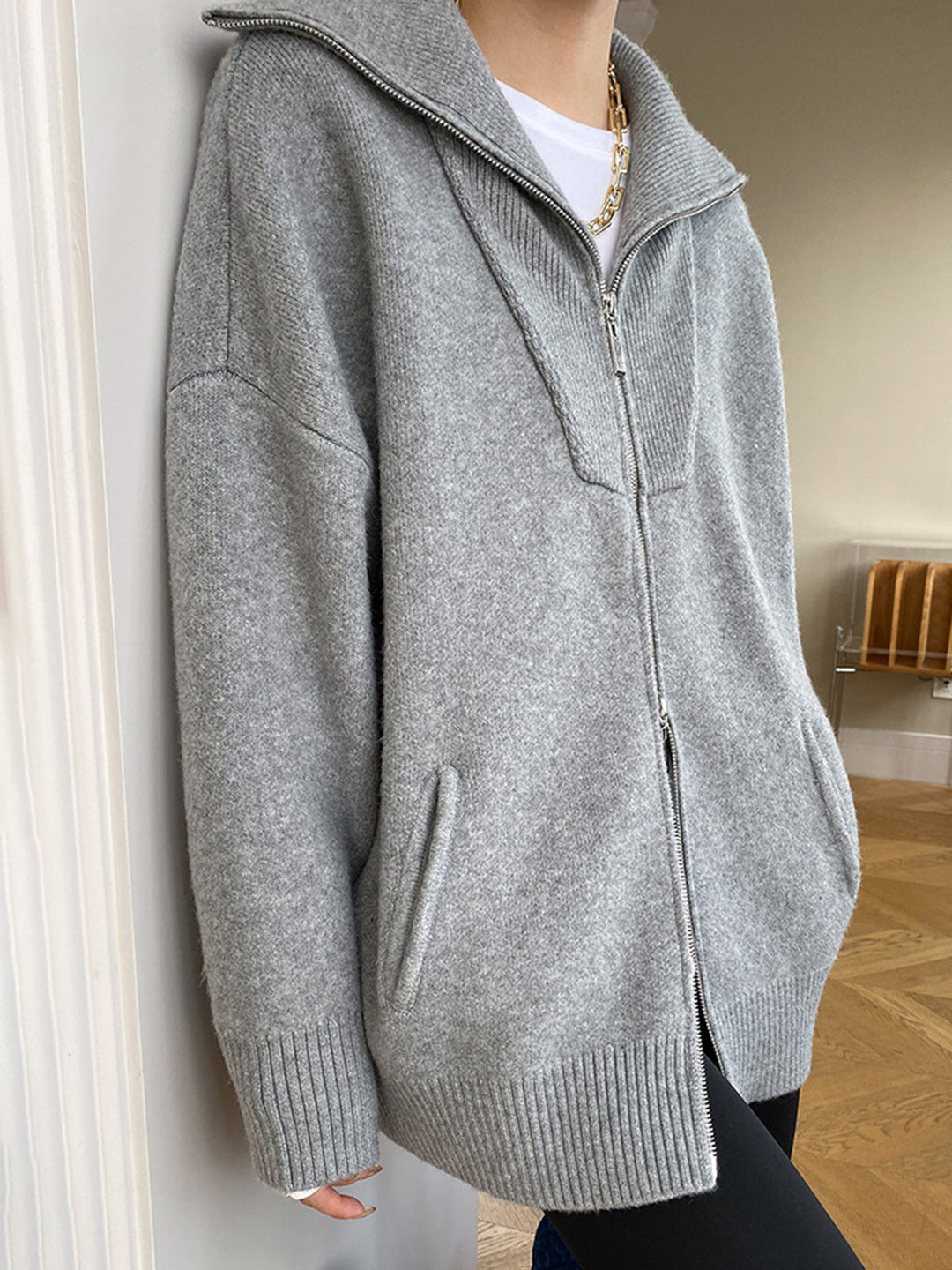 LUNA™|CARDIGAN ZIP COLLO ALTO