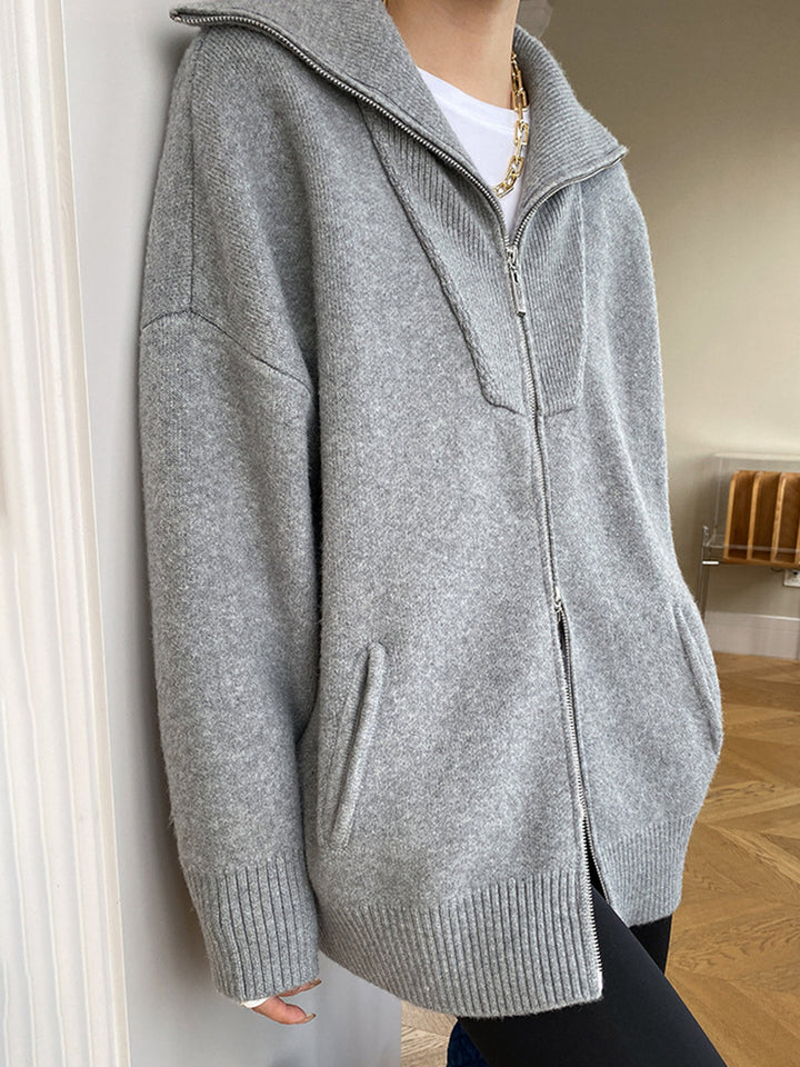 LUNA™|CARDIGAN ZIP COLLO ALTO