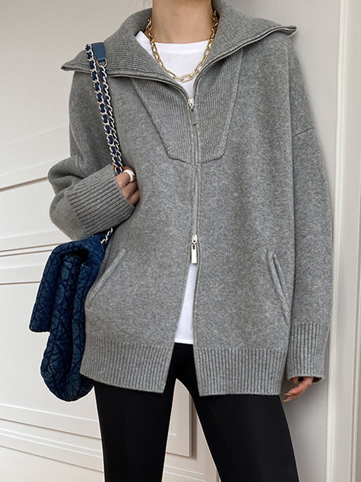 LUNA™|CARDIGAN ZIP COLLO ALTO