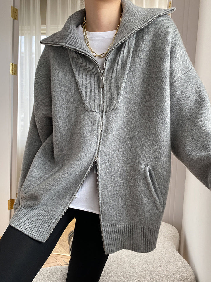 LUNA™|CARDIGAN ZIP COLLO ALTO