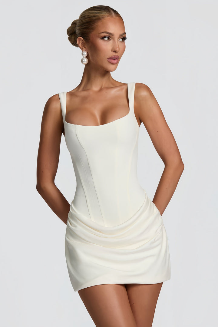 ELENA™|VESTITO MINI CORSETTO CON DRAPPEGGIO E DETTAGLIO LACCI