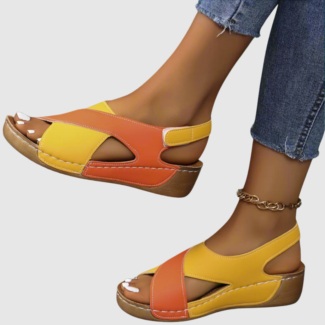 HILDEGARD™|SANDALI BICOLORE IN PELLE