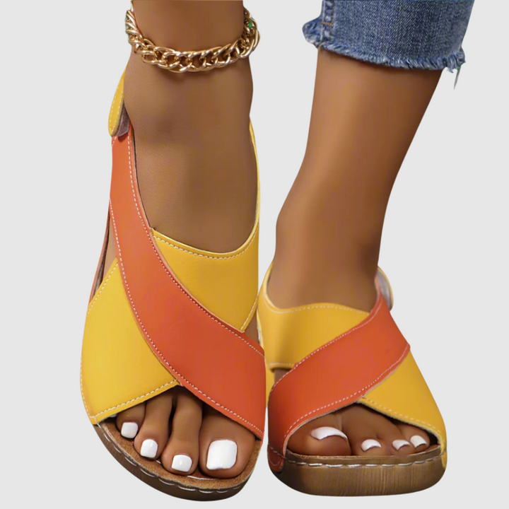 HILDEGARD™|SANDALI BICOLORE IN PELLE