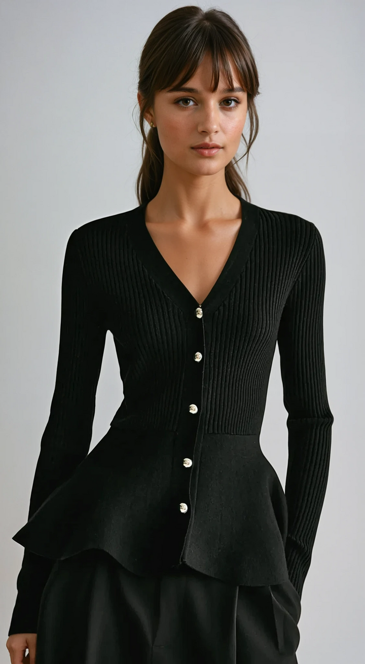 ELISA™|CARDIGAN A COSTE CON BOTTONI
