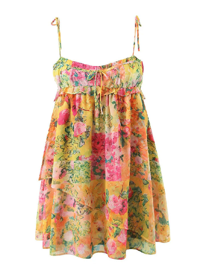 CAMILLA™|VESTITO MINI FLOREALE CON SPALLINE SOTTILI