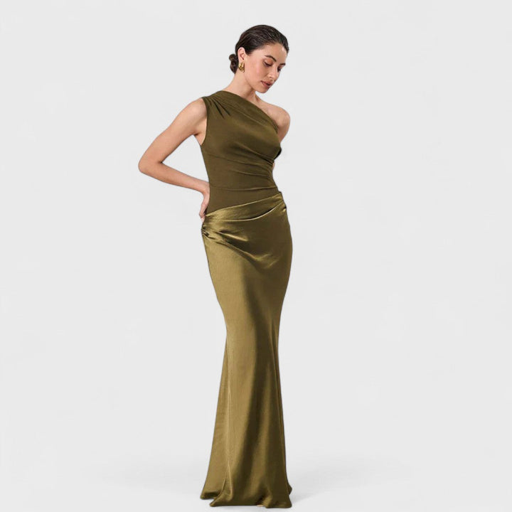 AMBER™|ABITO LUNGO MONOSPALLA IN RASO