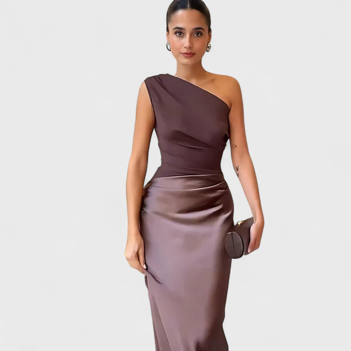 AMBER™|ABITO LUNGO MONOSPALLA IN RASO