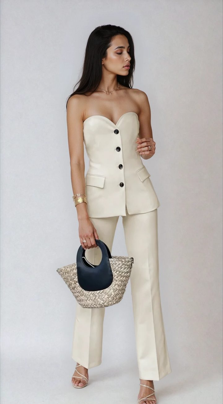 BIANCA™|SET STRAPLESS CON TOP E PANTALONI