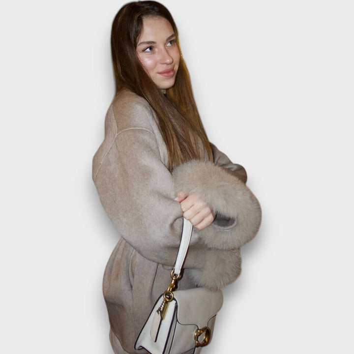 GRACELLE™|CAPPOTTO CON POLSINI IN PELLICCIA