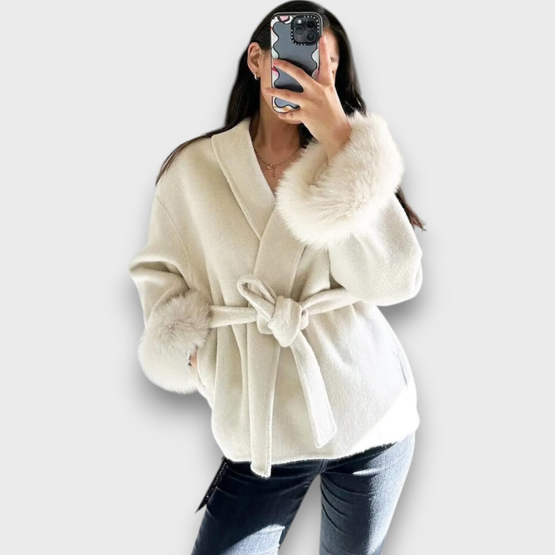 GRACELLE™|CAPPOTTO CON POLSINI IN PELLICCIA