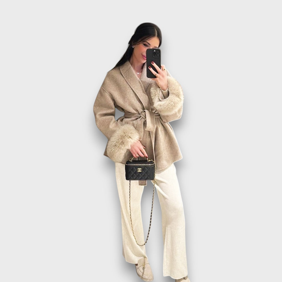 GRACELLE™|CAPPOTTO CON POLSINI IN PELLICCIA