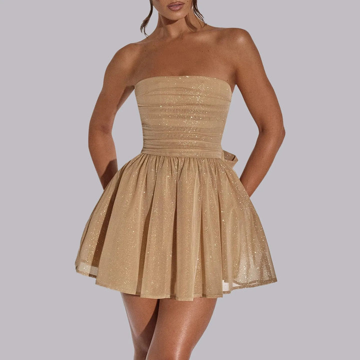 VALENTINA™|VESTITO MINI A FASCIA CON TULLE LUMINOSO