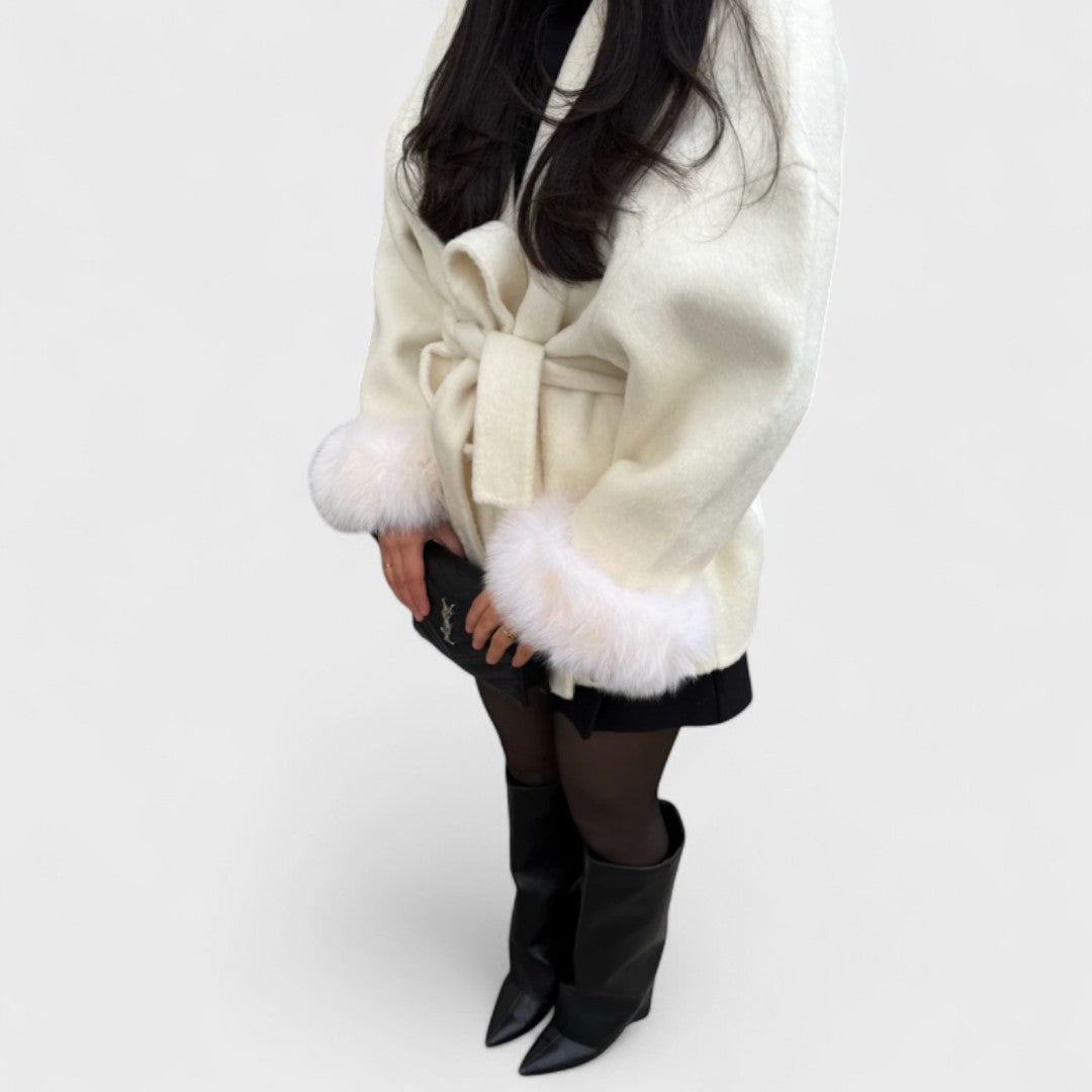 WOOLCAT™|CAPPOTTO ELEGANTE CON DETTAGLI IN PELLICCIA ECOLOGICA