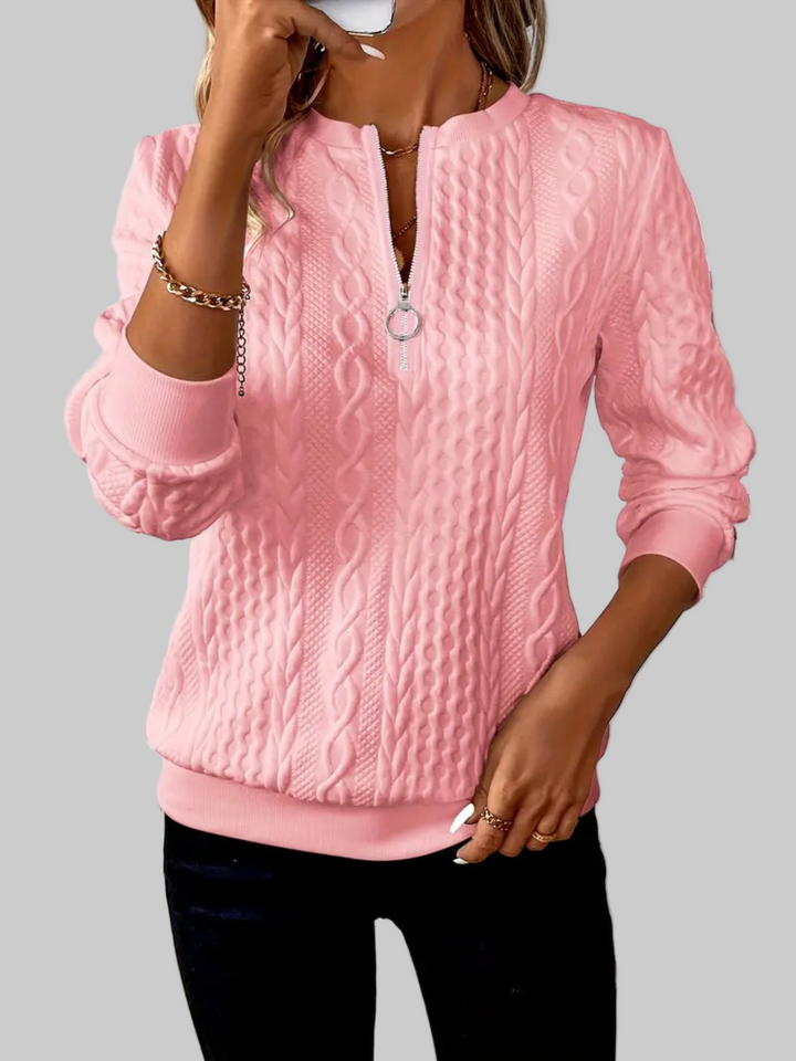 AMALIE™|MAGLIONE A MAGLIA INTRECCIATA CON CERNIERA DA DONNA