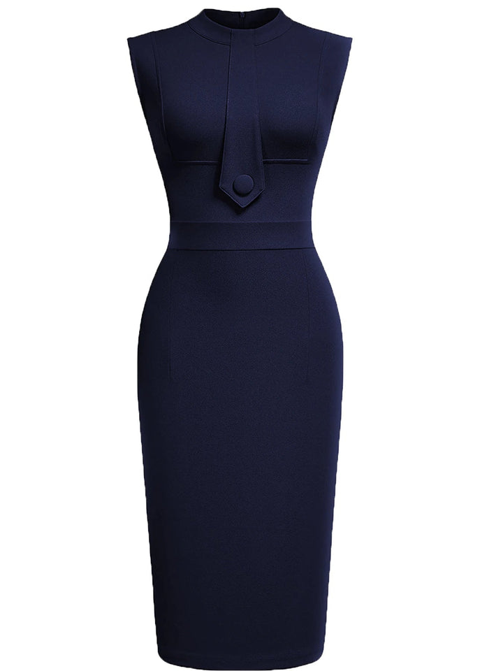 AUREVION™|VESTITO MIDI ELEGANTE COLLO ALTO STRUTTURATO