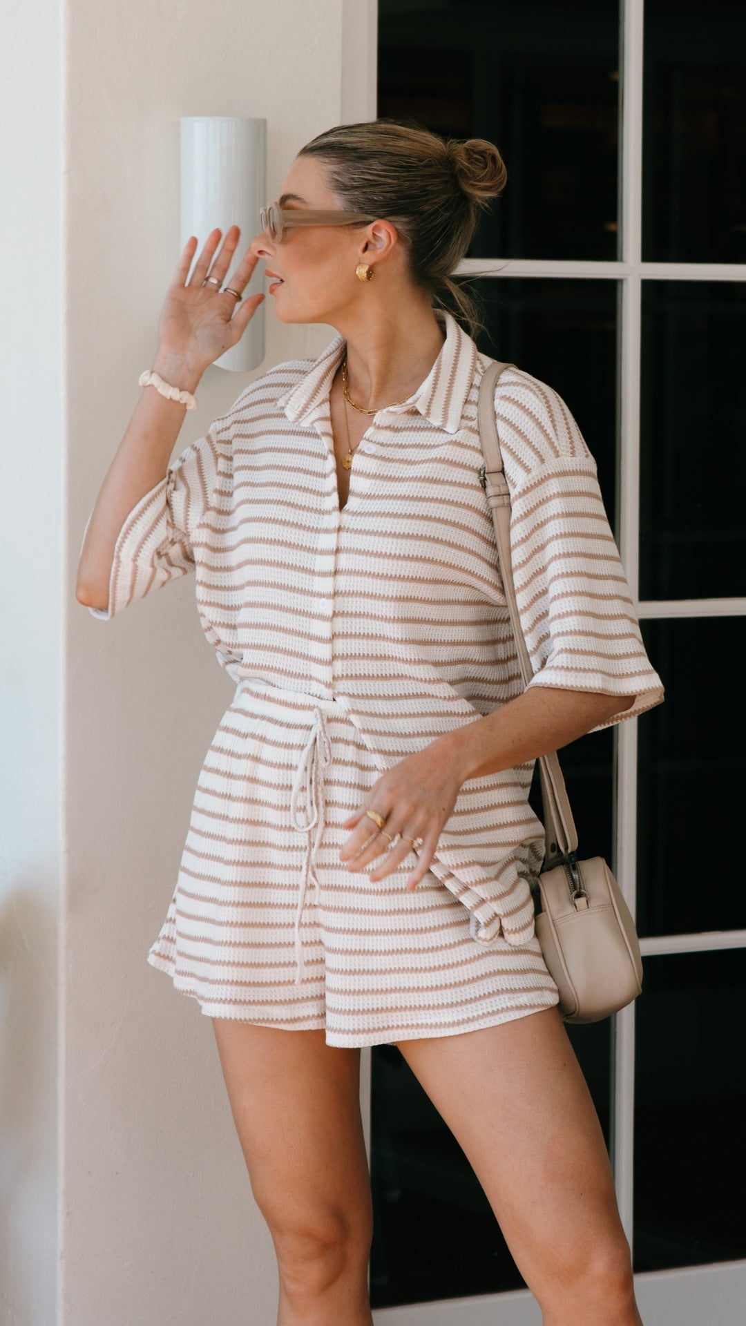 SARA™|SET CAMICIA E SHORTS A RIGHE
