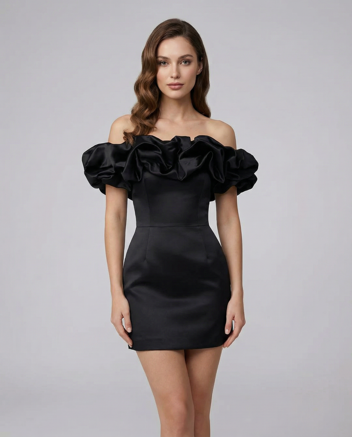 VITTORIA™|VESTITO MINI OFF-SHOULDER CON VOLUMI STRUTTURATI