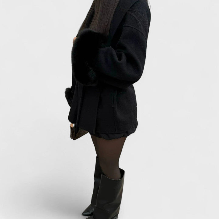 WOOLCAT™|CAPPOTTO ELEGANTE CON DETTAGLI IN PELLICCIA ECOLOGICA