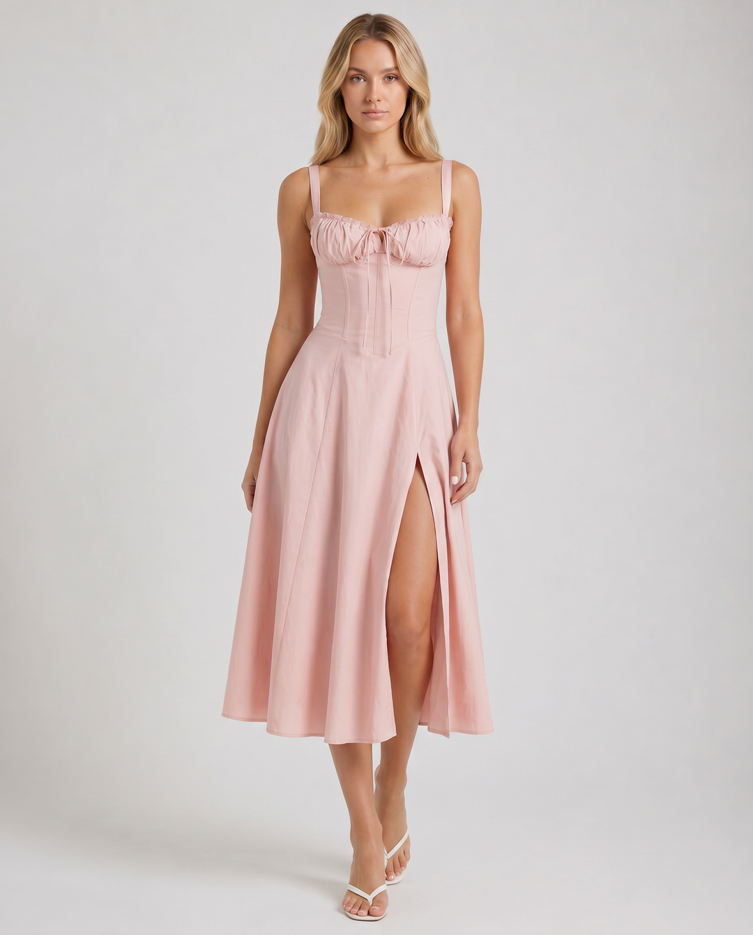 ALESSIA™|VESTITO MIDI CON CORSETTO E SPACCO LATERALE