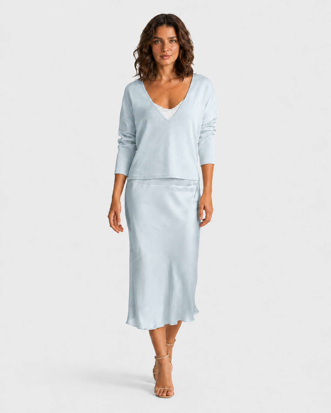 ELENA™|ABITO MIDI SATINATO ELEGANTE